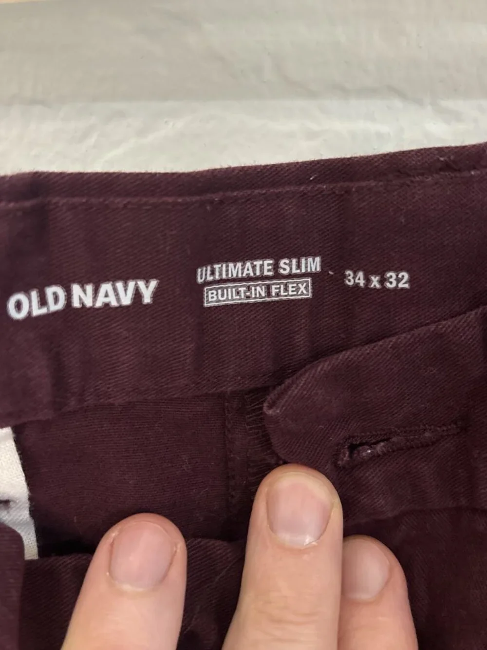 Old Navy Ultimate Slim Built-In Flex Burgundy Pants | 34x32